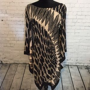 Bisou Bisou Sheath Dress Bell Sleeve Black/Brown